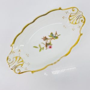 Haviland & Co. Limoges France Floral Gilded Porcelain Signed Dish Gold Lined VTG